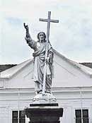 A statue of Christ in front of the Bishops Palace, Panaji.