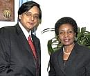 Minister of State for External Affairs Shashi Tharoor calls on Asha-Rose Migiro, Deputy Secretary-General of the UN, in New York on Friday. PTI