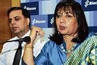 Biocon CMD  Kiran Mazumdar Shaw announcing the results for the second quarter on Thursday.   DH Photo