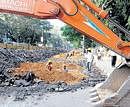 Underpass work in progress at Tagore Circle in the City. DH photo