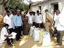 Tahsildar Dakshayani recovered the rice stored illegally in a farm house near Chambenahalli of Bangarpet taluk. Circle inspector G Keshavamurthy
