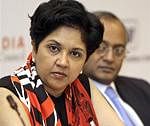 PepsiCo CEO Indra Nooyi at a press conference in New Delhi on Tuesday. AP