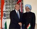 Prime Minister Manmohan Singh with his Australian counterpart Kevin Rudd after their joint statement at Hyderabad House, in New Delhi.PTI