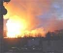 Fire erupts at the arsenal near Ulyanovsk, 720 kilometers east of Moscow, on Friday. AP