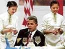 US President Barack Obama attends a state dinner reception at the Great Hall of the People in Beijing on Tuesday. Reuters