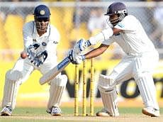 Sri Lanka's Mahela Jayawardene bats on the third day of the first test between India and Sri Lanka in Ahmedabad on Wednesday. AFP
