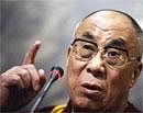 Tibet's exiled spiritual leader the Dalai Lama gives a press conference during his visit to the Italian Parliament on Wednesday. AFP
