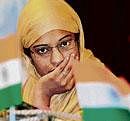 DEEP IN THOUGHT: Rukhsana Kausar attends a function in Ahmedabad on Thursday. AFP