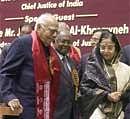 President Pratibha Devisingh Patil with Chief Justice of India K. G Balakrishnan and noted lawyer Ram Jethmalani at the International Conference of Jurists-2009, in New Delhi on Saturday. PTI