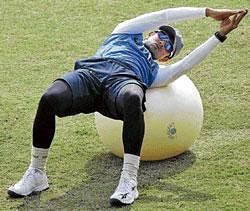on the ball: After scoring heavily in  the first Test, Rahul Dravid will look to maintain his form in the second Test beginning in Kanpur on Tuesday. AFP