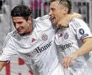 Stunner Bayern Munichs Ivica Olic (right) celebrates the winning goal with Mario Gomez against Haifa. AFP