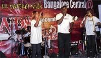 For a cause : Band  ' Revival from Africa performing as part of the AIDS awareness programme at Bangalore Central in Bangalore on Tuesday.  DH Photo