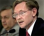 World Bank President Robert Zoellick addresses a press conference in New Delhi on Friday. AP