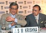 External Affairs Minister, S M Krishna with Petroleum and Natural Gas Minister, Murli Deora during the 2nd India-Africa Hydrocarbons Conference in New Delhi on Monday. PTI