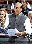A TV grab shows BJP President Rajnath Singh speaking in the Lok Sabha during a discussion on the Liberhan report on Babri demolition in New Delhi on Monday. PTI