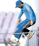 Indian captain Mahendra Singh Dhoni during a training session on Tuesday at Nagpur. AP