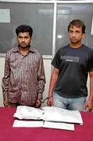 Shafiulla and Premachandra, who were arrested by the CCB sleuths for carrying brown sugar.