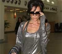 Victoria Beckham arrives at  Heathrow Airport, London after a flight from Los Angeles on Tuesday. AP