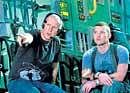 BRILLIANT : James Cameron (left) during the shoot.