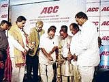 NEW ERA Union Minister for Law and Justice Veerappa Moily inaugurating the newly-constructed cement plant of ACC near Tondebavi in Gauribidanur taluk on Saturday.  dh photo