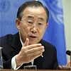 United Nations Secretary General Ban Ki-moon addresses a news conference at U.N. headquarters before leaving for the U.N. climate talks in Copenhagen, Monday. AP