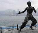 Still Standing tall Statue of Bruce Lee at the Avenue of Stars, Hong Kong.