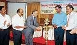 Nitte University Vice-Chancellor Dr Shantharam Shetty Inaugurating the seminar on emergency medical management in industrial disaster in Mangalore on Tuesday,.
