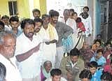 vociferous: Villagers of Hosahadya staging a dharna alleging irregularities in NREG scheme in Bagepalli on Tuesday. dh photo