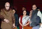 change of guard: Outgoing opposition leader in the Lok Sabha L K Advani, newly elected opposition leader Sushma Swaraj and leader of opposition in the Rajya Sabha Arun Jaitley arrive at a BJP Parliamentary Party meeting in New Delhi on Friday. AFP