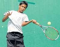 Power-packed: Kashyap A plays a forehand during his semifinal win over Harsha Manjunath in the AITA Talent Series tournament on Thursday. DH photo