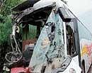 A view of the damaged KSRTC volvo bus. DH photo