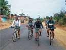 A bicycle jatha of youth with the motto save fuel, conserve nature arriving in Madikeri from Bangalore on Sunday. KPN