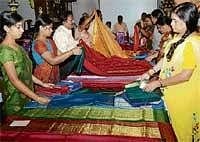 Colourful: A variety of Mysore Silk sarees.