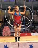 Entertaining: A hula hoop performance.