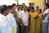 Zilla Panchayat president Vinuta Srinivas inaugurating district-level child  census in Kuppahalli village of Chikkaballapur taluk on Tuesday. Legislator K P Bache Gowda, Chief Executive Officer N Krishnappa and others are seen. DH Photo