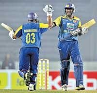 HIGH ON CONFIDENCE: Young Perera and experienced Samaraweera joined hands to put up a fine show against India. AP
