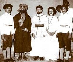 cute Vishnuvardhan (second from right) dressed as a nun in a school play.