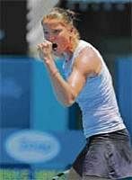 Come On!: Russias Dinara Safina exults after her win over Polands Agnieszka Radwanska on Tuesday. AFP