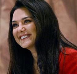 Bollywood actress Preity Zinta with President of Loomba Trust, Cherie Blair during a press conference in New Delhi on Wednesday. PTI