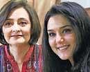Bollywood actress Preity Zinta with President of Loomba Trust Cherie Blair during a press conference in New Delhi on Wednesday. PTI