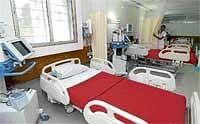State of Art:: A view of the intensive care unit with 24 beds at Bowring and Lady Curzon Hospital in Bangalore. KPN
