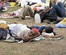 Haitians left homeless in the aftermath of Tuesday's earthquake rest at a park in Port-au-Prince on Wednesday. Reuters