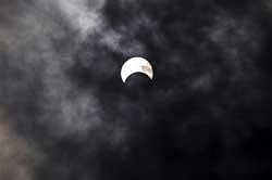 The Annular solar eclipse is seen formed over the skies of Ranchi, the capital of Jharkhand, on Friday. AP
