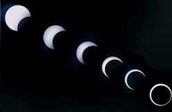 A view of different phases of annular solar eclipse as seen from Thiruvananthapuram on Friday. PTI