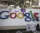 A Google sign outside Google China headquarters building in Beijing. AP