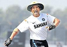 Sachin Tendulkar during a training session on the eve of the first Test against Bangladesh on Sunday. AFP