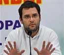 AICC General Secretary Rahul Gandhi addresses a press conference in Bhopal on Tuesday. PTI