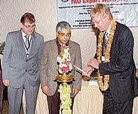Ensuring Food Security: Food and Agriculture Organisation Representative in India and Bhutan Gavin Wall inaugurating  the workshop on Application of  biosecurity for control of Salmonella in sustainable aquaculture in Mangalore on Tuesday. dh photo