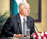 US Secretary of Defence Robert Gates addresses a press conference in New Delhi on Wednesday. PTI