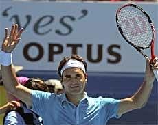 Roger Federer of Switzerland waves to the crowd after beating Albert Montanes of Spain during their Men's singles third round match at the Australian Open tennis championship in Melbourne, Saturday. AP